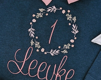 Erster Geburtstag T-Shirt Mädchen Geschenk Geburtstagsshirt mit Name und Zahl -1 2 3 4 - in Pastellfarben, Oberteil Baby Outfit Kindershirt