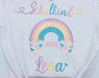 Erstklässler Einschulung T-Shirt personalisiert mit Name.Schulkind 2026.Erster Schultag Outfit Mädchen. Geschenk zur Einschulung.Schulanfang