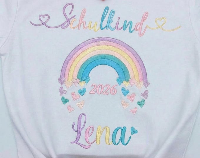 Erstklässler Einschulung T-Shirt personalisiert mit Name.Schulkind 2026.Erster Schultag Outfit Mädchen. Geschenk zur Einschulung.Schulanfang