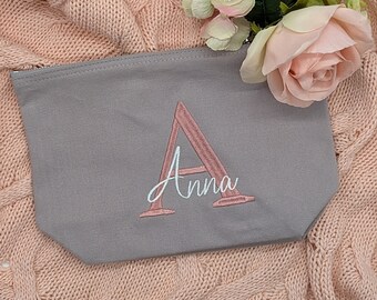 SEAMOON Personalisierte Make-up-Tasche – Monogramm „O“, Schwarz, Mit Spiegel, Geschenk Für Frauen