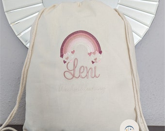Kinderrucksack personalisiert, individuelles Geschenk Wechselkleidung Kita Mädchen Jungen Schultüte Schmutzwäsche Stoffbeutel