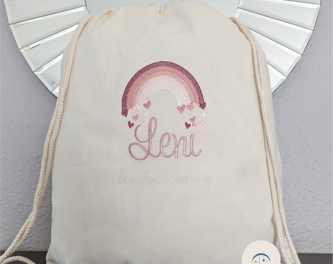 Kinderrucksack personalisiert, individuelles Geschenk Wechselkleidung Kita Mädchen Jungen Schultüte Schmutzwäsche Stoffbeutel