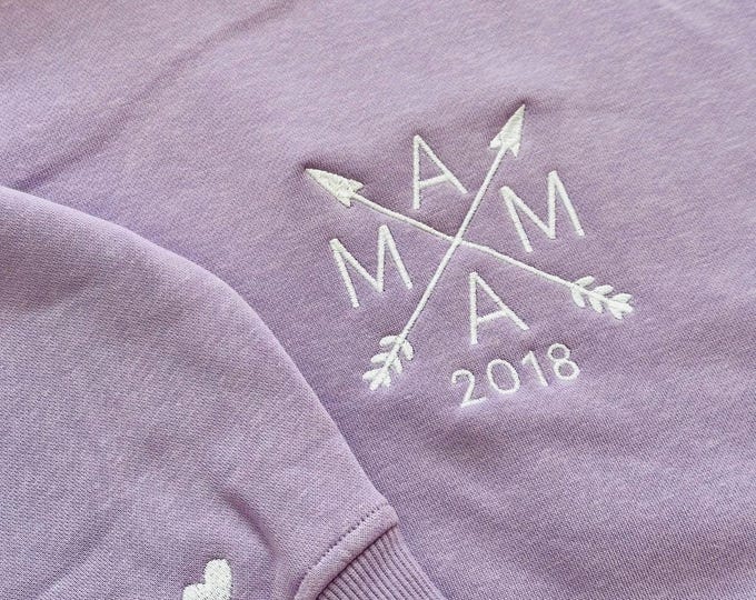 MAMA Besticktes Hoodie personalisiert Name und Jahreszahl, Mutter Pulli Geschenk ,Oma Sweatshirt. Personalisierter Muttertag Kapuzenpullover