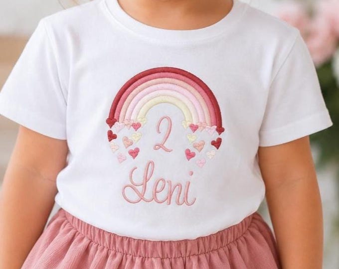 1. Geburtstag Shirt Mädchen Geburtstagsshirt Roségold Regenbogen personalisiert Geburtstagskind outfit erster Jahr Geschenk tshirt 1, 2, 3,4