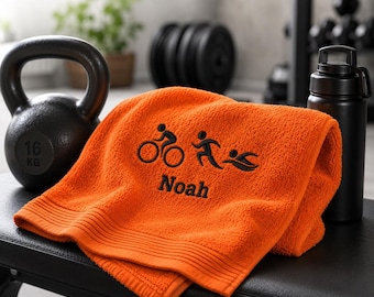 Sporthandtuch Personalisiertes  mit Wunschname, besticktes Saunatuch, Fitnesshandtuch, Geschenk für Männer zum Geburtstag, Weihnachten Opa