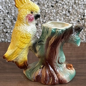 vintage yellow bird planter tree