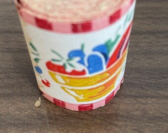 vintage 1950’s red plaid fruit bowl wallpaper trim