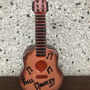 Vintage cool guitar ceramic coin bank