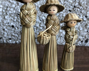 Vintage handmade straw ladies