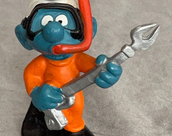 Vintage snorkeling Smurf made in west Germany peyo