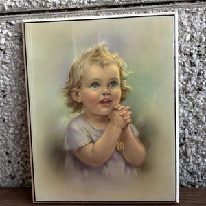 beautiful vintage girl praying wall plaque