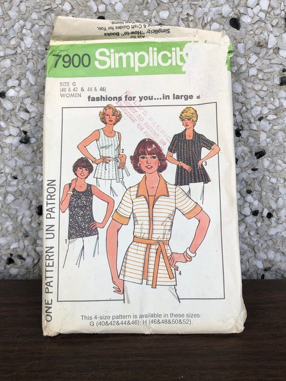 Vintage Simplicity Pattern Tops Etsy