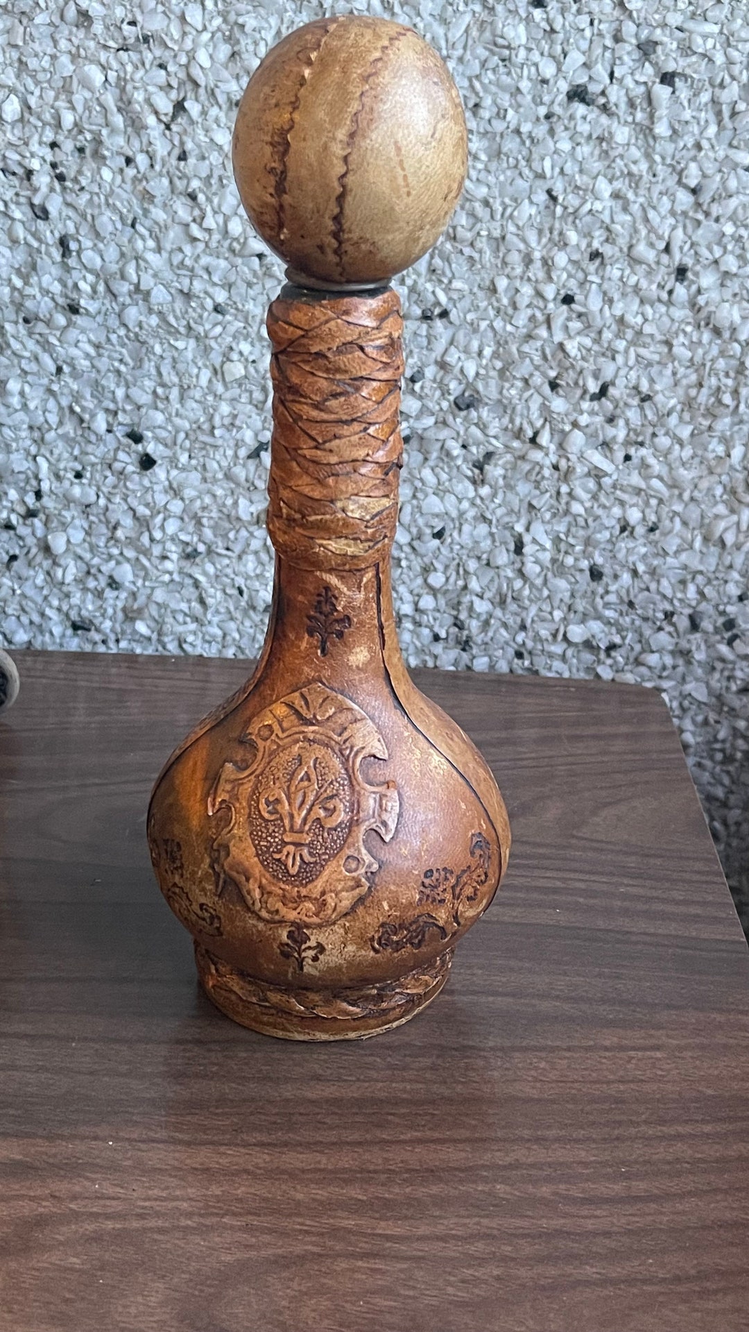 Vintage Italian Leather Wine Decanter Etsy