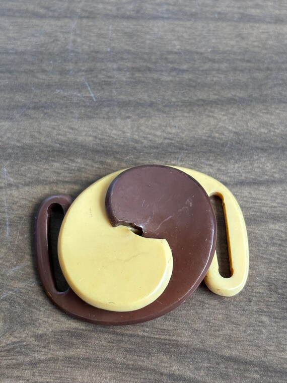 Vintage Belt Buckle Bakelite Brown and Cream - Etsy display picture 1