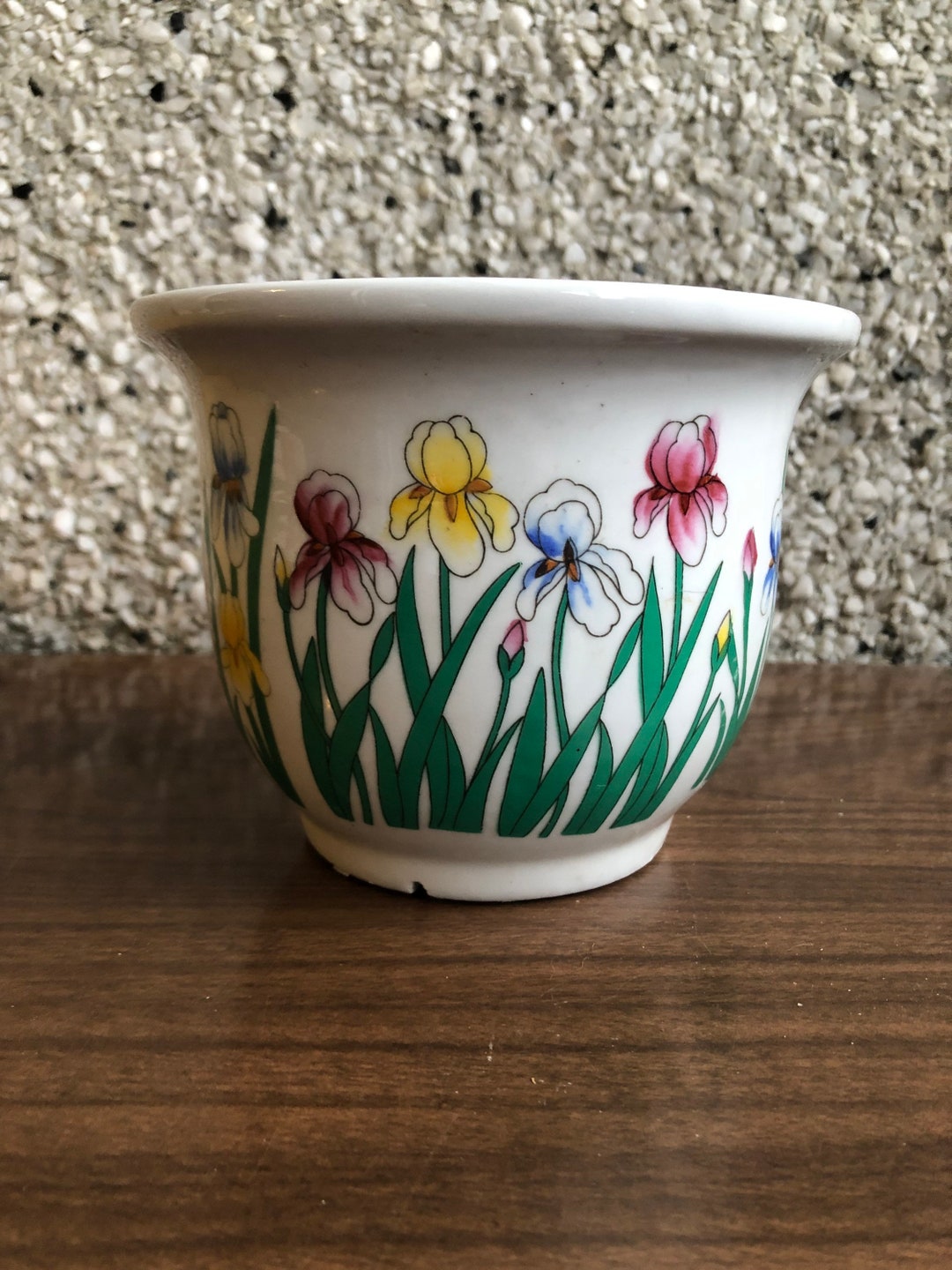 Vintage Porcelain Plant Pot With Tulips Design - Etsy