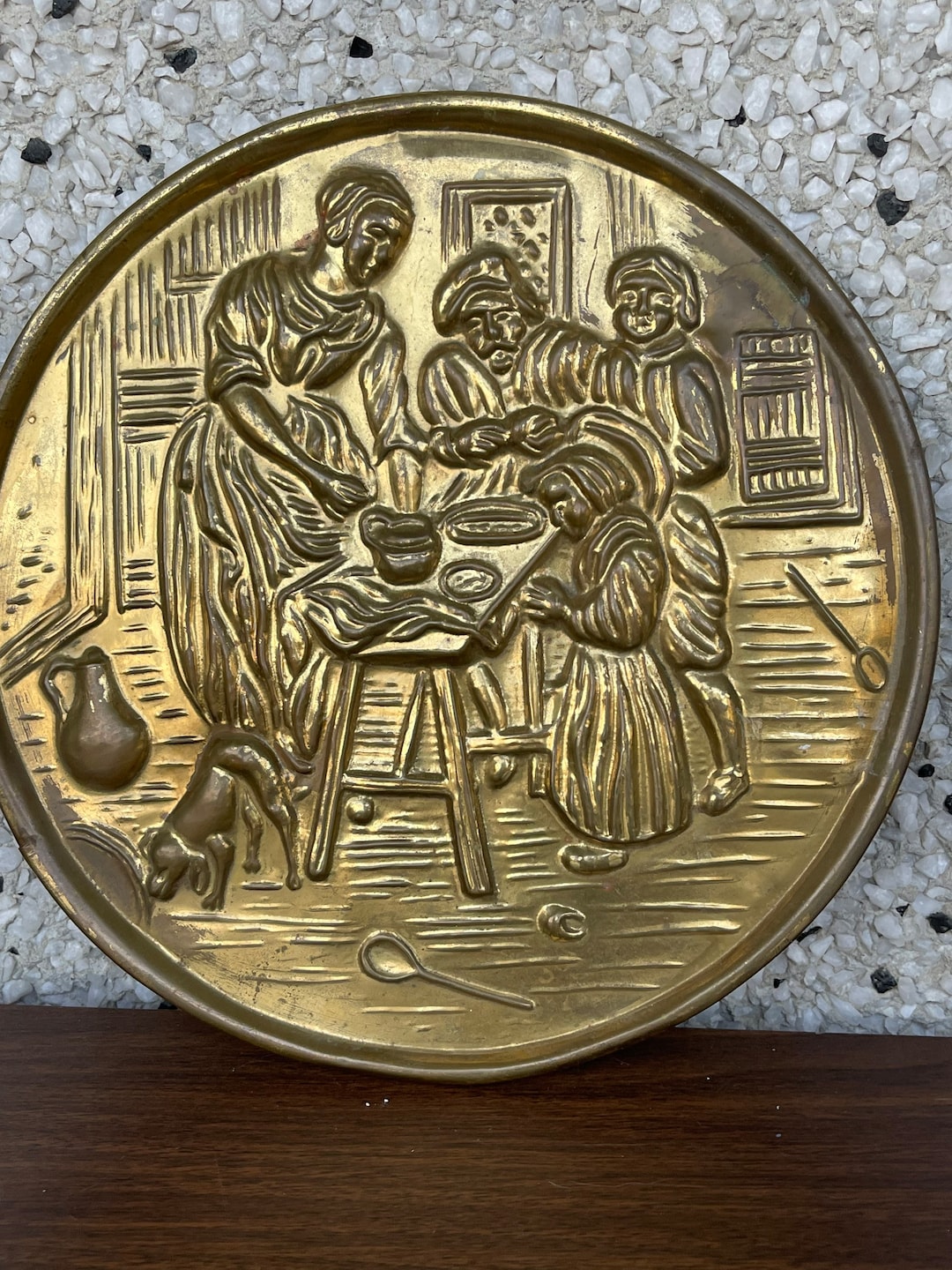 Vintage Brass Family Dinner Plate Wall Hanging Made in England Etsy