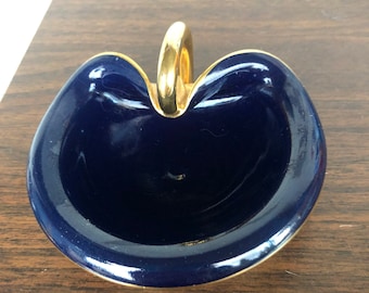 Vintage Channel Islands cobalt blue and gold dish