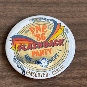 Pin de la fiesta retro de Vancouver de 1986 (vintage)