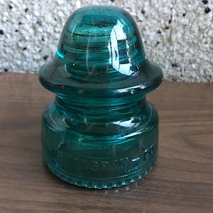 Vintage Hemingray #20 - aqua blue glass Insulator - made in USA