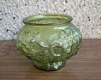 Vintage avocado green vase bowl