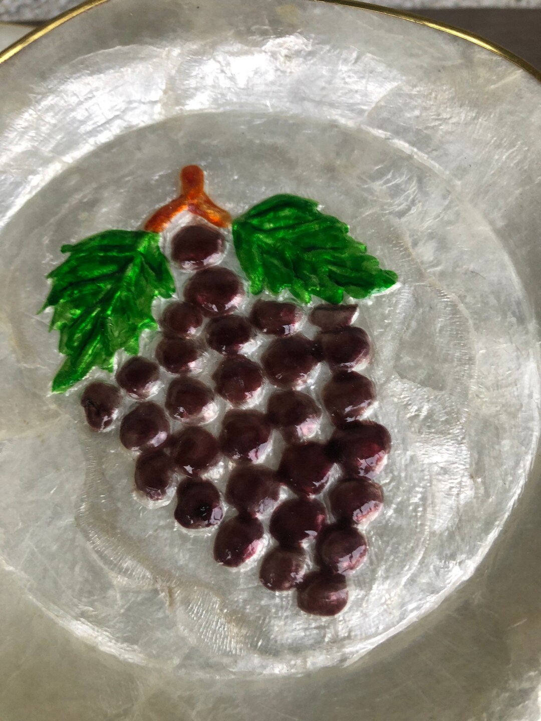 3 Capiz Shell Fruit Plates Wall Hangings Etsy