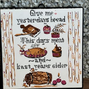 vintage bread and cider kitchen ceramic hotpot trivet decor