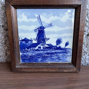 vintage windmill Holland tile framed