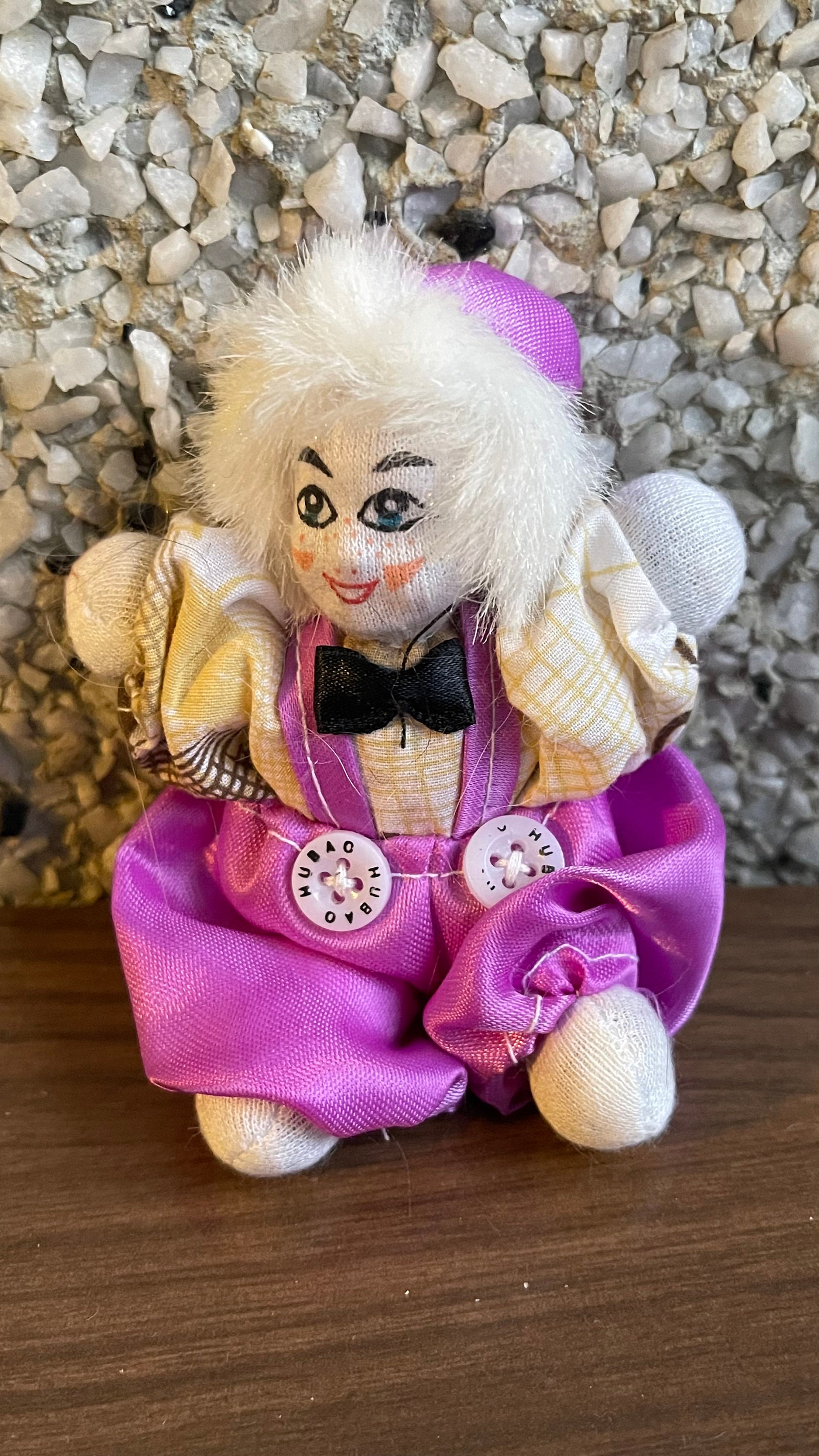 Vintage tiny bean bag pink clown