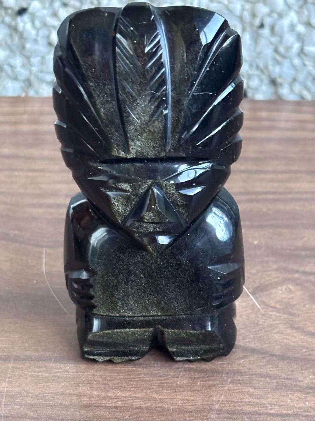 Vintage Obsidian Aztec Figure - Etsy
