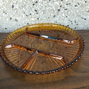 Vintage amberkleurige snackschaal