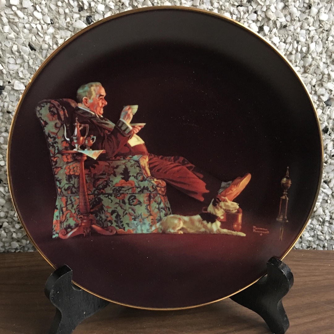 夕べの休息 - コレクタープレート - ノーマン・ロックウェル作 - Etsy 日本