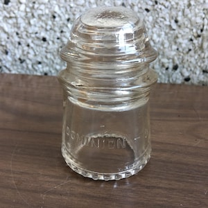 DOMINION #9 Vintage Glas Isolator - made in Canada - 1940er Klarglas