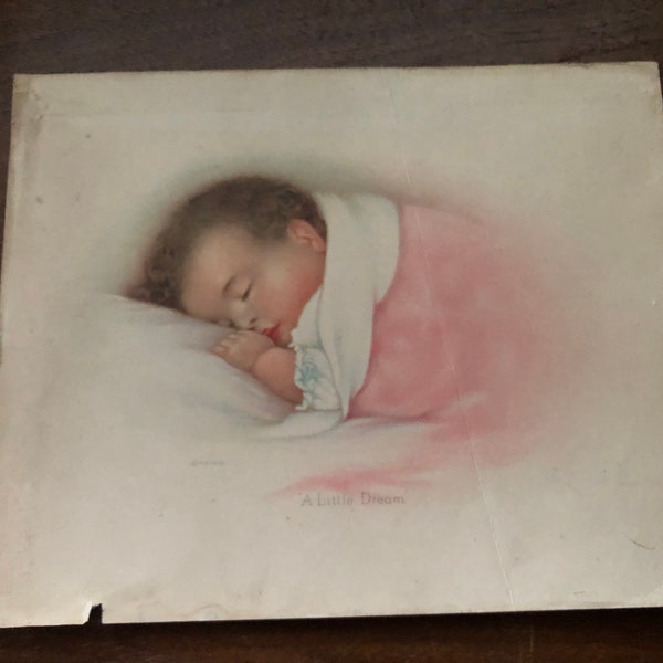 Antique 90 year old “ A little dream “ print by Annie Benson Muller 1932