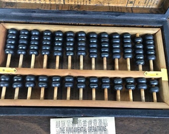 13 Column Red Beaded Plastic Chinese Abacus Ancient Student Calculator KV 