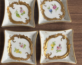 4 vintage Dresden porcelain ashtrays
