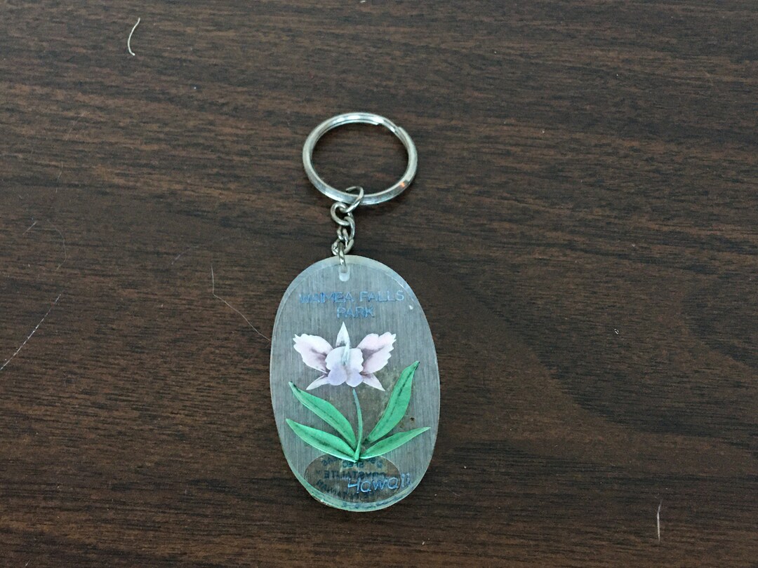 Vintage Hawaii Waimea Falls Park Pink Flower Key Chain Etsy