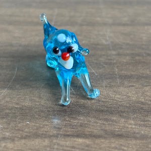vintage blue blown glass dog mini