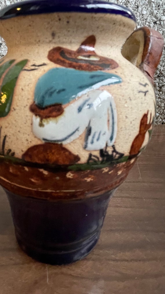 【美品】花器　陶器　メキシコ　置物　インテリア　工芸品　美術品　A2720 メキシコの陶器で作られたガイコツモチーフのネコの置物。 座り姿が