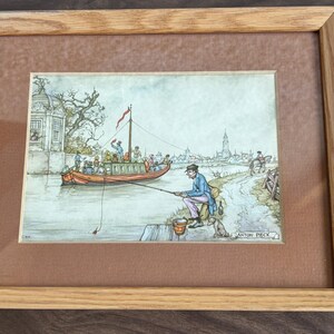vintage Anton pieck print fishing 1971