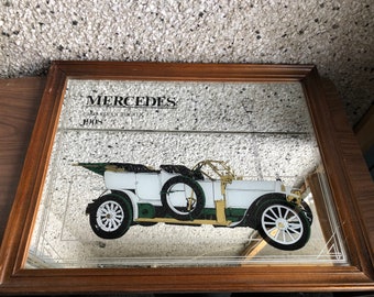 Miroir vintage illustré avec voiture ancienne Mercedes, large modèle, décor  mural des années 80, vieille voiture de collection -  France