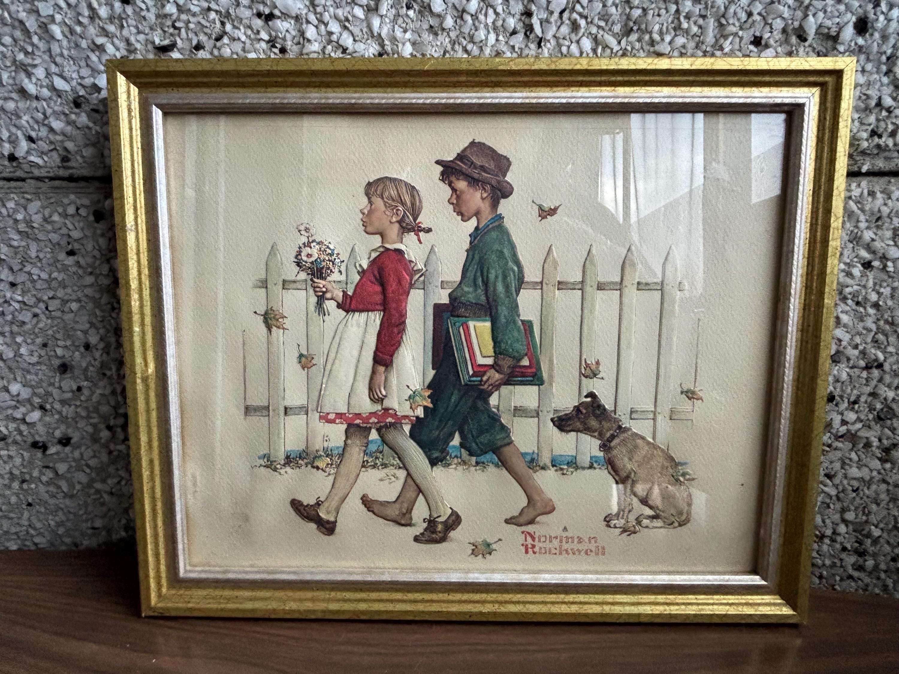 Norman Rockwell 木製 子供と犬 アンティーク ヴィンテージ Vintage Gorham Hand Painted Bisque Norman Rockwell “A Boy Meets
