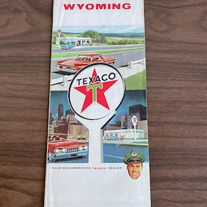 Carte routière vintage de la station-service Wyoming Texaco