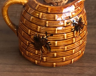 vintage ceramic brown honey pot