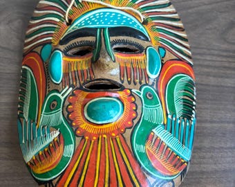 オクミチョの木製マスク、小さめ、メキシコの民芸品、オクミチョの民芸