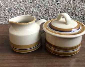 vintage Mikasa brown bark cream and sugar bowl