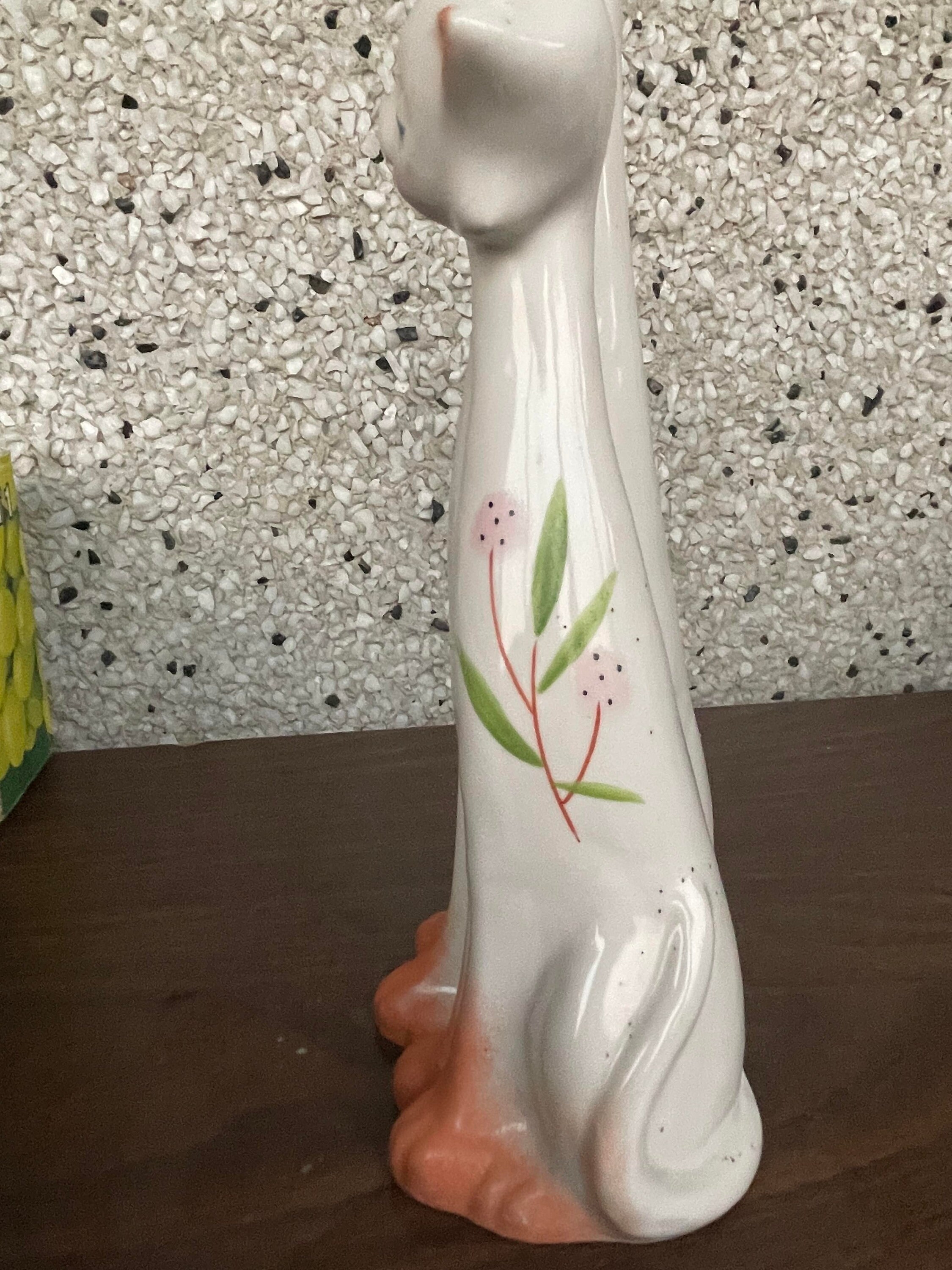 ヴィンテージの日本の陶器キッチュな猫：シャム猫の置物（11x6インチ