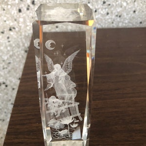 Angel 3D etched vintage glass paperweight