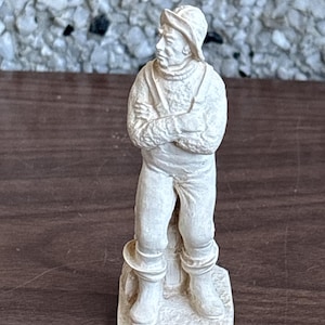 vintage tangle wood art fisherman figurine