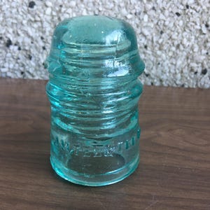 Vintage Amtel & Tel Glass Insulator for 40&#39;s/50&#39;s - aqua - made in USA