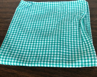 Vintage teal /turquoise / green square handkerchief